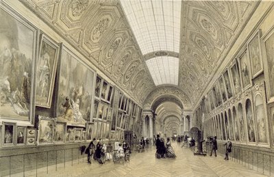 Vue de la Grande Galerie au Louvre, c.1850-70 - Louis Jules Arnout